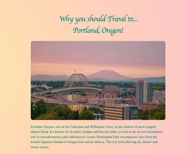 Portland landing page